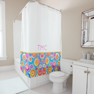 Colorful Abstract Art Circles INITIALS Artisan Fun Shower Curtain