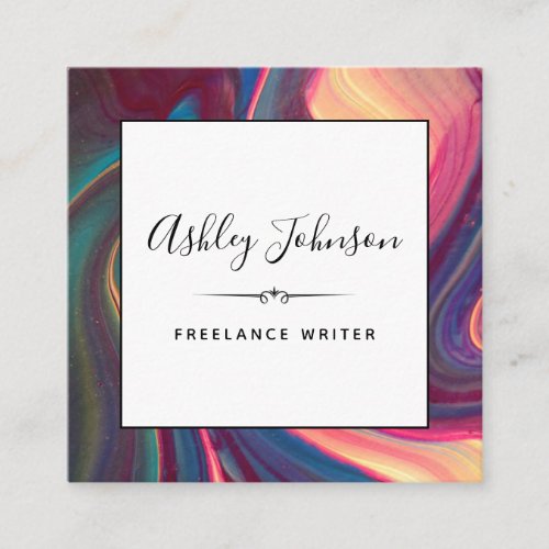 Colorful Abstract Art Creative Freelancer Writer   Square Business Card
