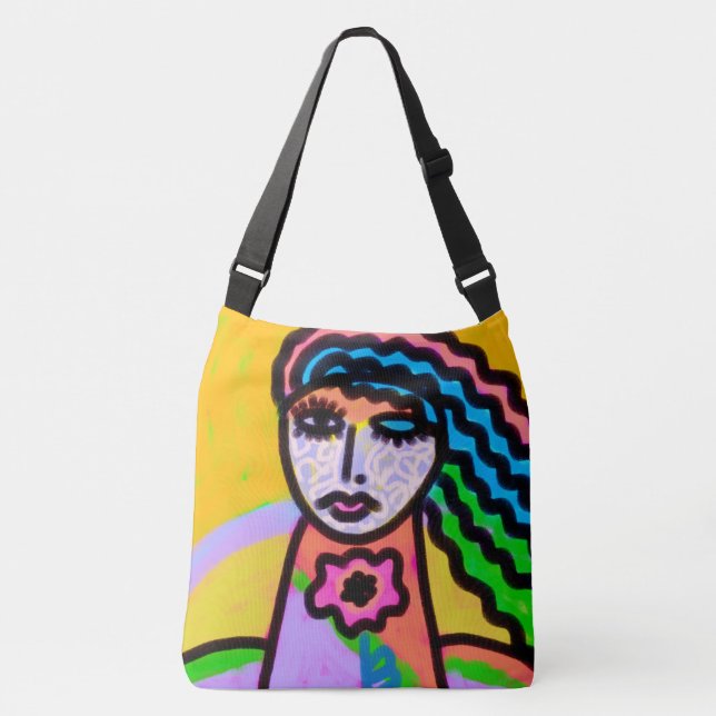 Colorful Abstract Art Crossbody Bag (Front)