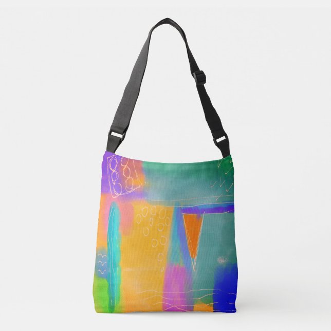 Colorful Abstract Art Crossbody Bag (Front)