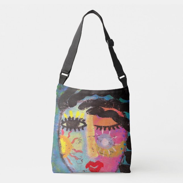 Colorful Abstract Art Crossbody Bag (Front)