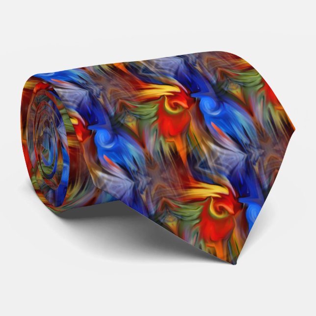 Colorful Abstract Art Design Neck Tie (Rolled)