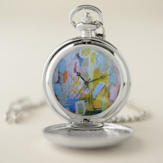 Colorful Abstract Art Design Pocket Watch