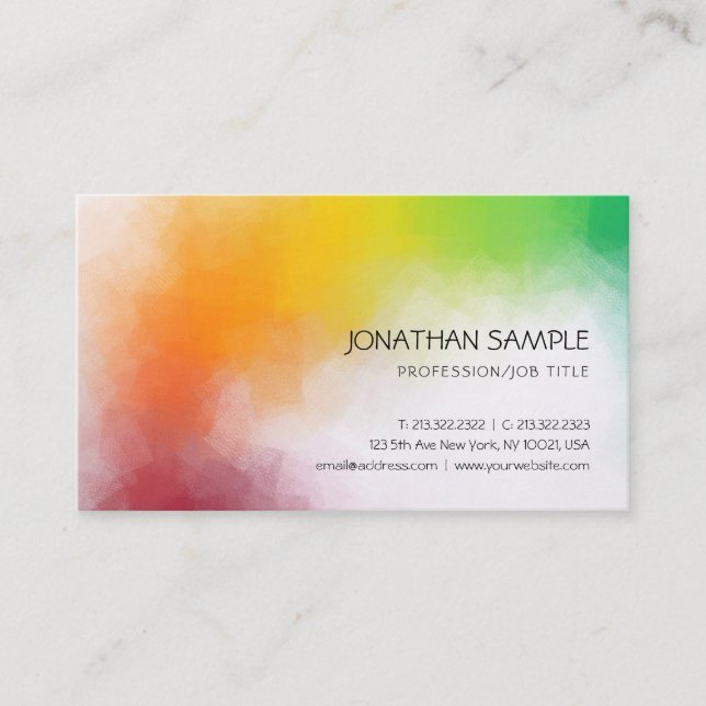 Colorful Abstract Art Elegant Modern Template Business Card (Front)