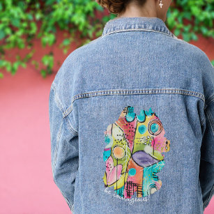Colorful Abstract Art Inspirational Quote Modern  Denim Jacket