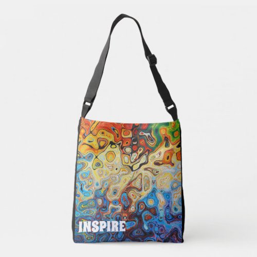 Colorful Abstract Art Inspire Blue Red Yellow Fun Crossbody Bag