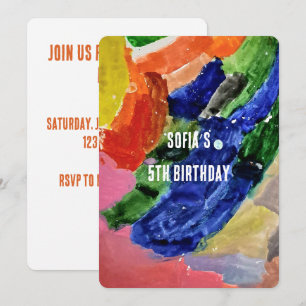 Colorful Abstract Art Kids Birthday Invitation