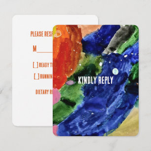 Colorful Abstract Art Kids Birthday RSVP Card