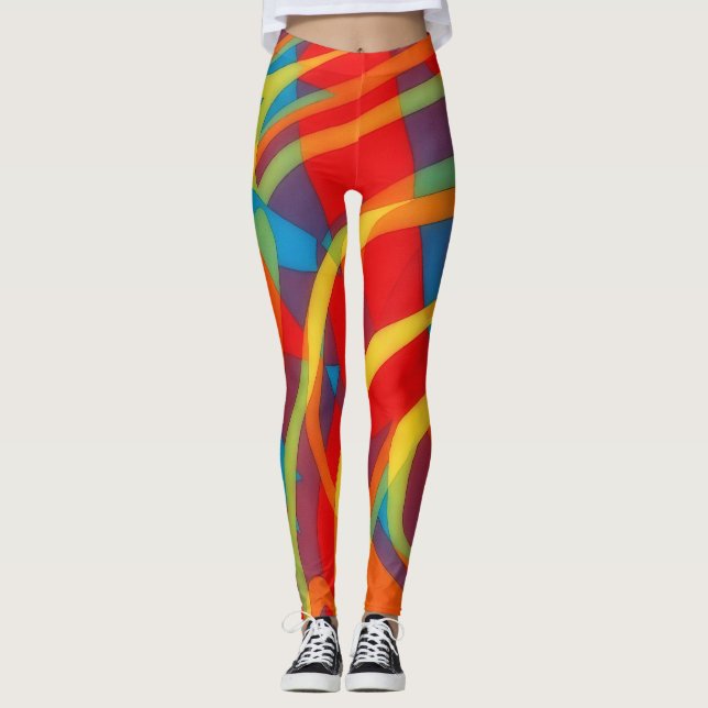 Colorful Abstract Art Leggings Exercise (Front)