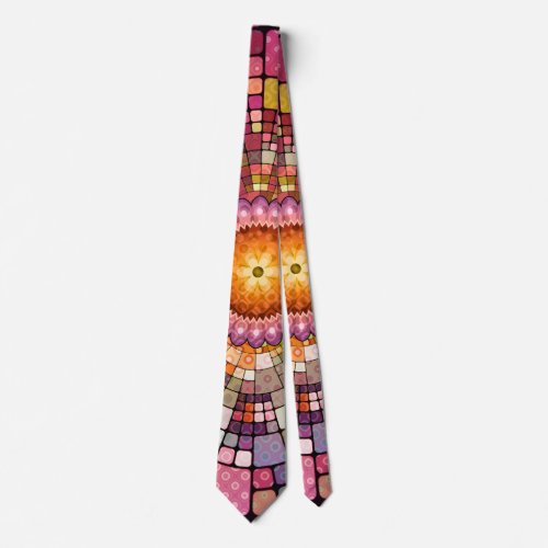 Colorful Abstract Art Mandala Mosaic Tie