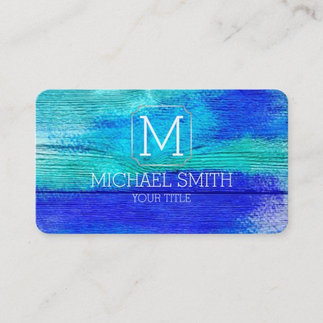 Colorful Abstract Art Monogram #29 Business Card (Front)