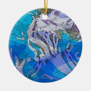 Colorful Abstract Art Ornament in Blues