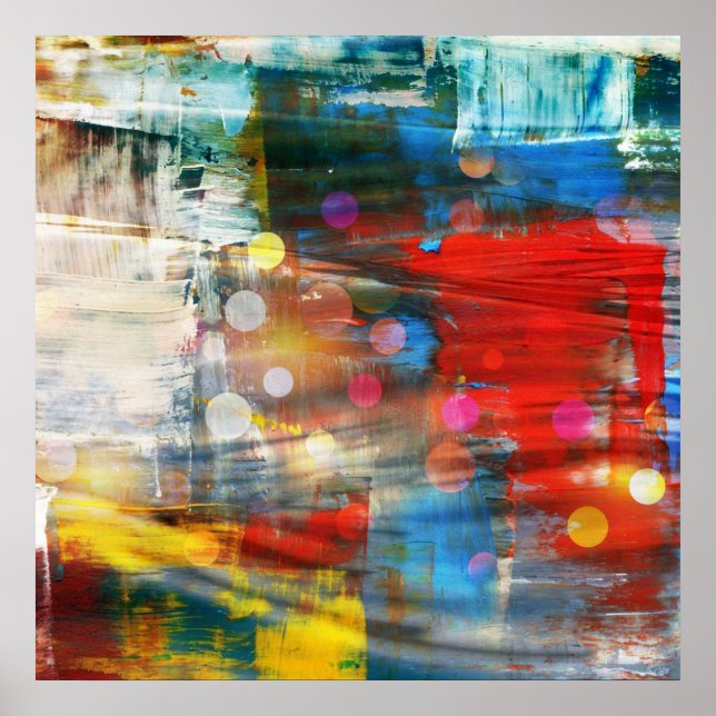 Colorful Abstract Art Paint Splatters Design Poster (Front)