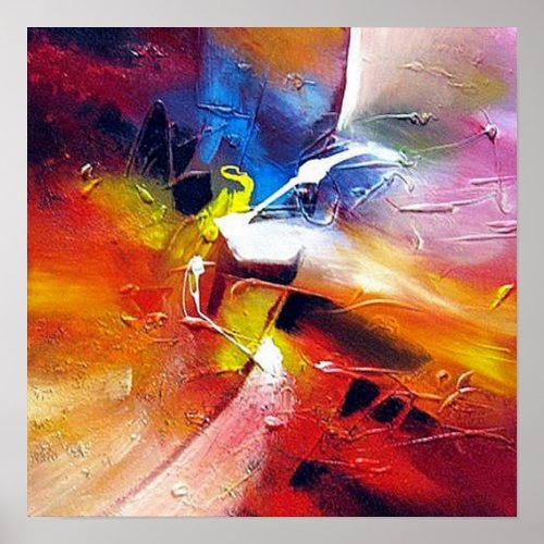 Colorful Abstract Art Painting Red Yellow Green Poster