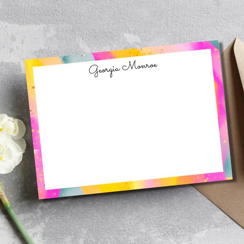 Colorful Abstract Art Personalized Correspondence  Note Card