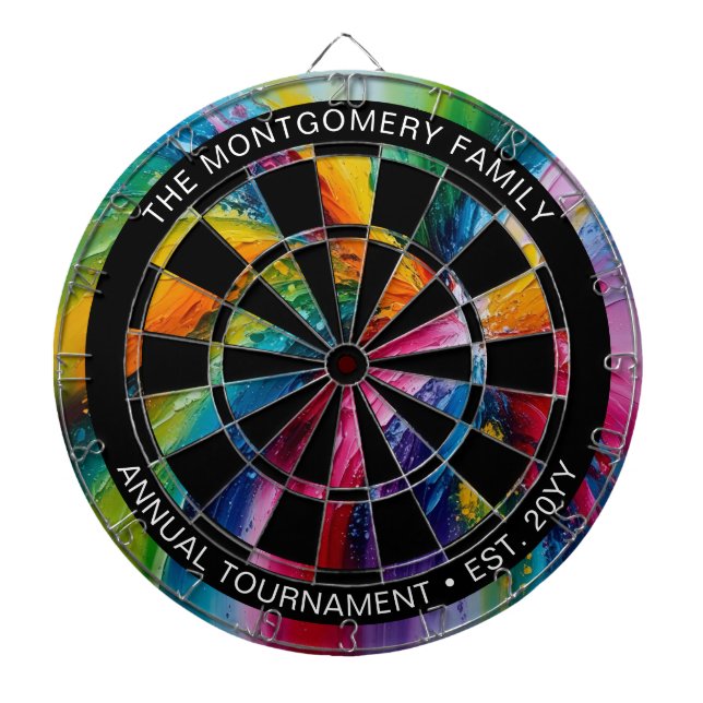 Colorful Abstract Art Personalized Dart Board (Front)