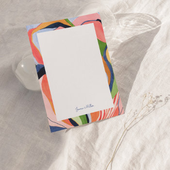 Colorful Abstract Art Personalized Flat Note Card by byEunMee at Zazzle