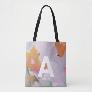 Colorful Abstract Art Personalized Monogram Gift Tote Bag