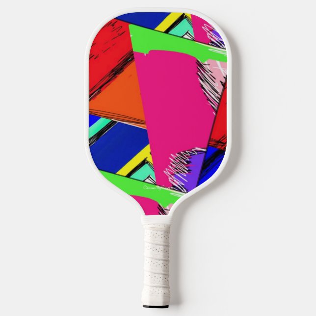 Colorful, abstract art pickleball paddle (Back)