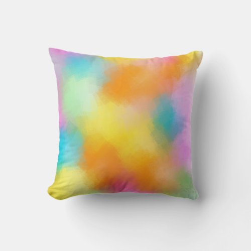 Colorful Abstract Art Pink Green Yellow Red Blue Throw Pillow