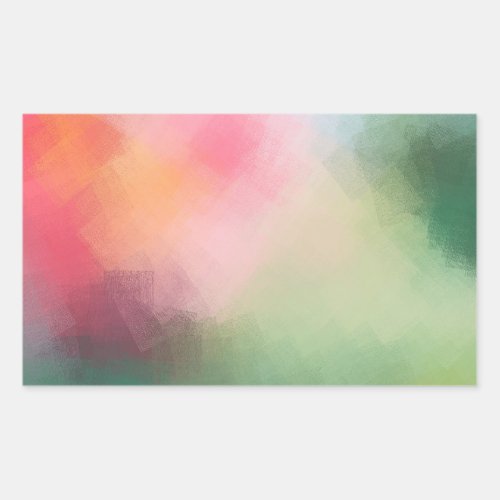 Colorful Abstract Art Pink Red Yellow Blue Blank Rectangular Sticker