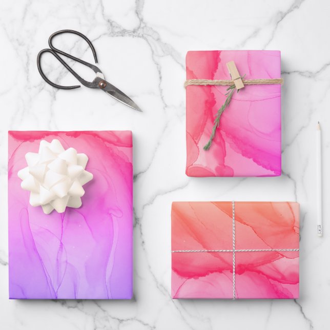 Colorful Abstract Art Rainbow Swirls Wrapping Paper Sheets (Front)