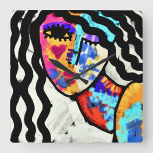 Colorful Abstract Art Square Wall Clock