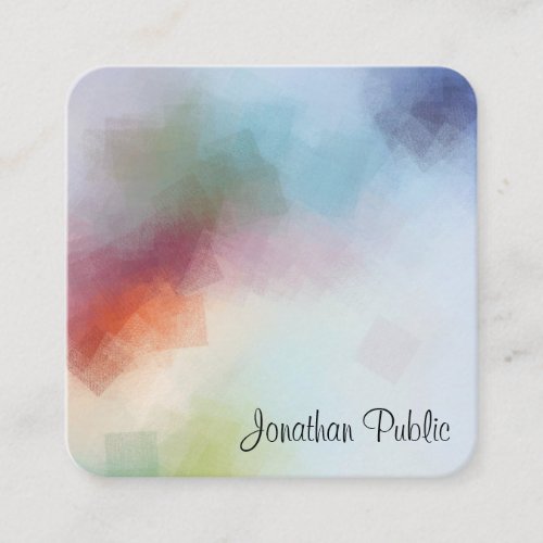 Colorful Abstract Art Template Elegant Modern Square Business Card