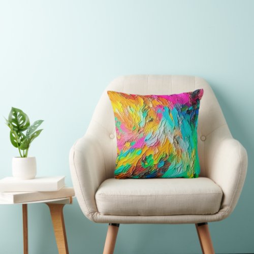Colorful Abstract Art Throw Pillow