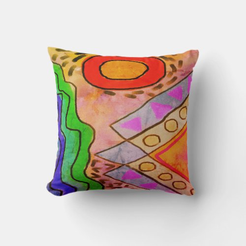Colorful Abstract Art Throw Pillow