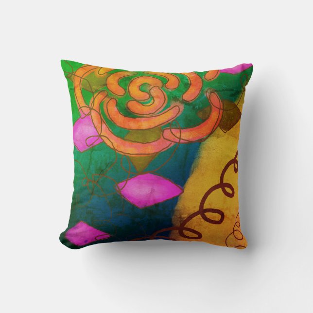 Colorful Abstract Art Throw Pillow (Front)