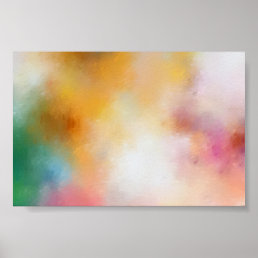 Colorful Abstract Art Trendy Modern Yellow Blue Poster