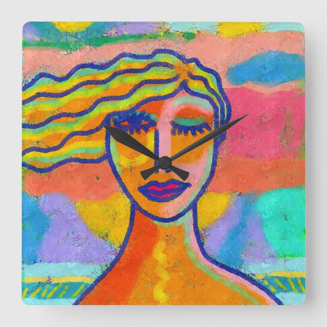 Colorful Abstract Art Wall Clock (Front)