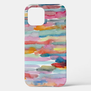 Colorful Abstract Art Watercolor Brush Strokes iPhone 12 Case