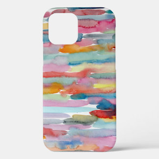 Colorful Abstract Art Watercolor Brush Strokes iPhone 12 Case
