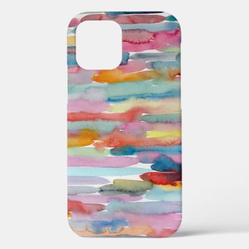 Colorful Abstract Art Watercolor Brush Strokes Iphone 12 Case by FluidArts at Zazzle