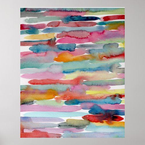 Colorful Abstract Art Watercolor Brush Strokes   Poster