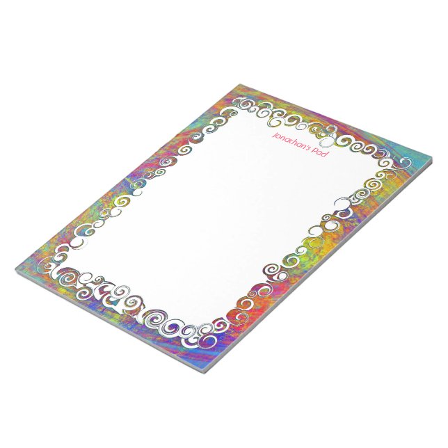 Colorful Abstract Art Waves Custom Notepad (Angled)