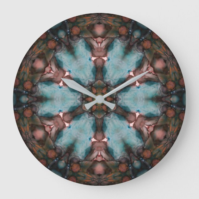 Colorful Abstract Art Wheel  Large Clock (Front)