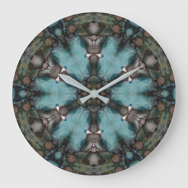 Colorful Abstract Art Wheel  Large Clock (Front)