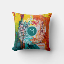 Colorful Abstract Art with Mandala and Monogram