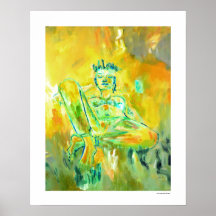 Colorful Abstract Art Woman Yellow Home Wall Decor