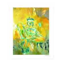 Colorful Abstract Art Woman Yellow Home Wall Decor