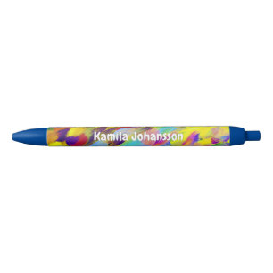 Colorful Abstract Art Yellow Purple Script Name Pen