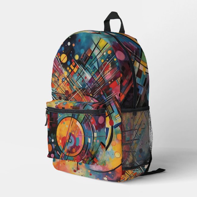 Colorful Abstract Artist Printed Backpack (Back Corner Right)