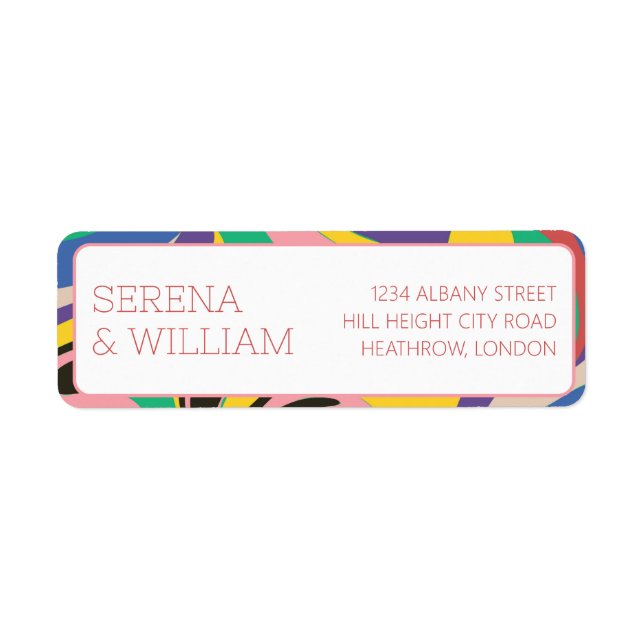 Colorful Abstract Artistic Wedding Label (Front)