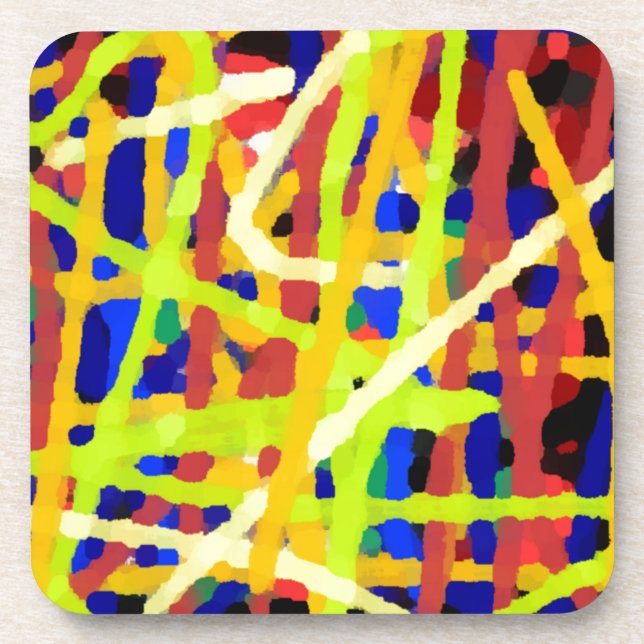 Colorful Abstract Artwork Beverage Coaster (Front)