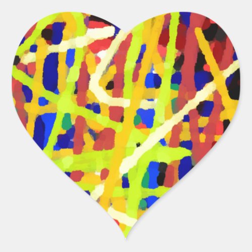 Colorful Abstract Artwork Heart Sticker