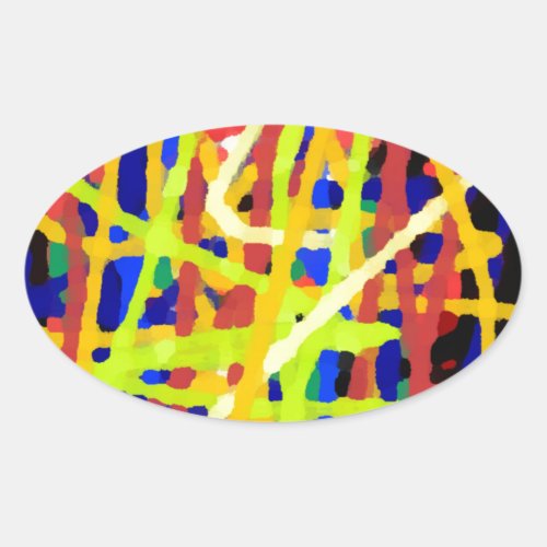 Colorful Abstract Artwork Oval Sticker