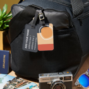 Colorful abstract artwork, retro colors art luggage tag